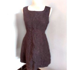 Max Studio Grey Black Linen mini dress 60s style sleeveless Women's US 12